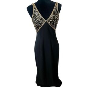 Vintage Rickie Freeman Black and Gold Gown - Size 6